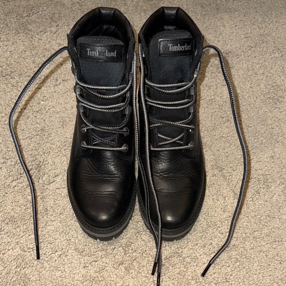 Timberland Black Lace-Up Chunky Sole Ankle Boots - Picture 2 of 5